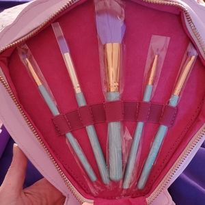 10 piece Makeup Brush Set wMermaid Organizer Case